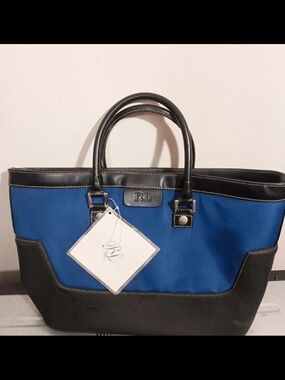 Ralph Lauren Blue and Black Canvas Fragrance Tote Bag